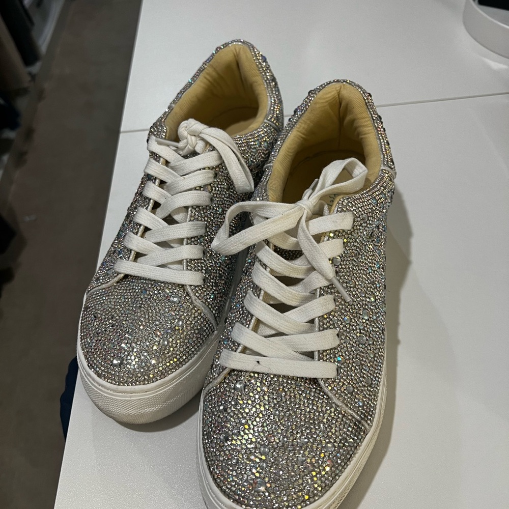 Betsy Johnson Sidney Rhinestone Sneakers (Size 9, Lightly Worn)